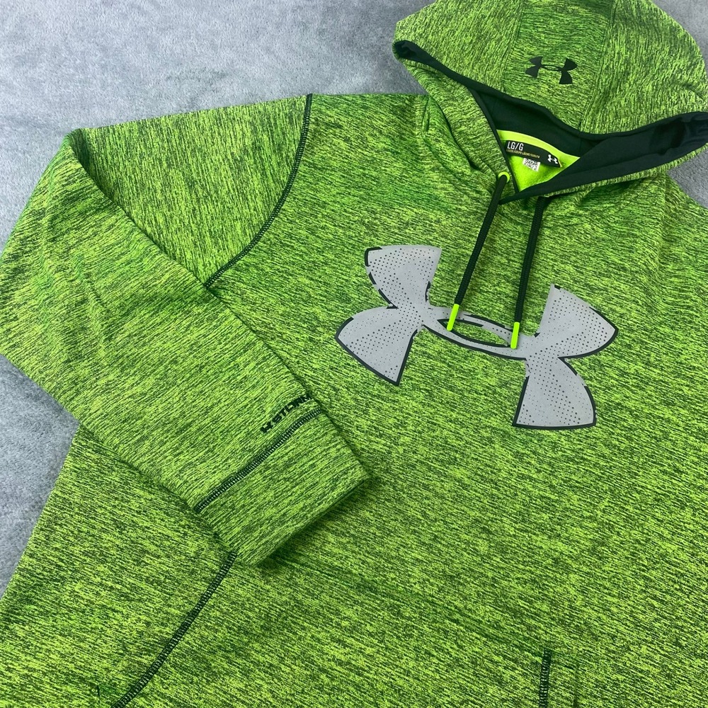 Under Armour Men Large Hoodie Green Storm Heather Logo Sweatshirt